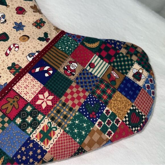Homemade Primitive Country Christmas Stocking Patchwork Cottagecore Rustic - Picture 6 of 7